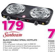 Sunbeam Black Double Spiral Hotplate SDS-200BB