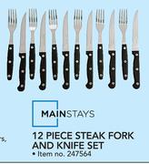 Mainstays 12 Piece Steak Fork And Knife Set-Each