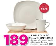 12 Piece Classic Square Dinner Set