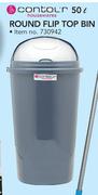 Contour 50Ltr Round Flip Top Bin