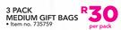 3 Pack Medium Gift Bags-Per Pack