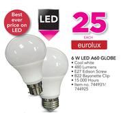 Eurolux 6W LED A60 Globe-Each