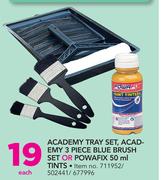 Academy Tray Set, Academy 3 Piece Blue Brush Set Or Powafix Tints-50ml Each