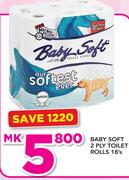 Baby Soft 2 Ply Toilet Rolls-18's Pack