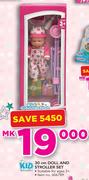 Kid Connection 30cm Doll And Stroller Set