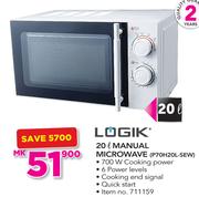 Logik 20Ltr Manual Microwave P70H20L-SEW