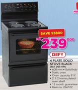 Defy 4 Plate Solid Stove Black BLK DSS-494