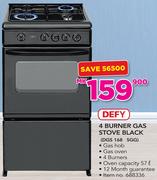 Defy 4 Burner Gas Stove Black DGS168 SGG