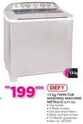 Defy 13Kg Twin-Tub Washing Machine Metallic DTT165
