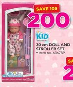 Kid Connection 30Cm Doll And Stroller Set