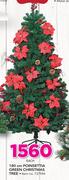 Santa's Trading 180Cm Poinsettia Green Christmas Tree