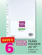 Simple Choice Filing Pockets A4-10's