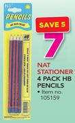Nat Stationer 4 Pack HB Pencils