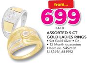 Assorted 9ct Gold Ladies Rings-Each