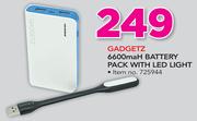 Gadgetz 6600mAh Battery Pack With LED Light