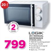 Logik 20Ltr Manual Microwave P70H20L-SEW