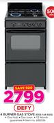 Defy 4 Burner Gas Stove DGS168 SGG