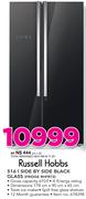 Russell Hobbs 516Ltr Side By Side Black Glass Fridge RHFR72