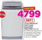 Defy 10Kg Metallic Top Load Washing Machine DTL147