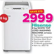 Hisense 8Kg White Top Load Washing Machine WTS802