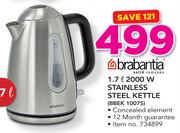 Brabantia 1.7Ltr 2000W Stainless Steel Kettle BBEK1007S