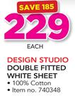 Design Studio Double Fitted White Sheet
