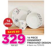 16 Piece Dinner Set Free Hand Design-Per Set