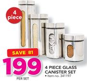4 Piece Glass Canister Set-Per Set