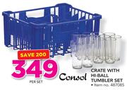 Consol Crate With Hi-Ball Tumbler Set-Per Set