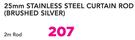 Decorland 25mm Stainless Steel Curtain Rod Brushed Silver 2m Rod