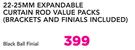Decorland 22-25mm Expandable Curtain Rod Value Pack(Black Ball Finial)