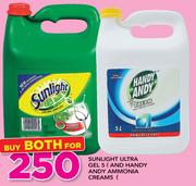 Sunlight Ultra Gel 5Ltr And Handy Andy Ammonia Cream 5Ltr