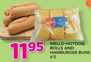Mello Hotdog Rolls And Hamburger Buns-6's