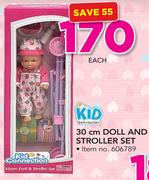 Kid Connection 30Cm Doll And Stroller Set