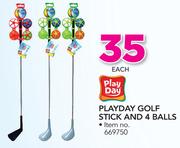 Play Day Golf Stick And 4 Balls-Each