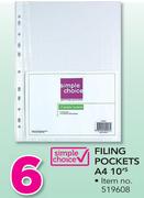 Simple Choice Filing Pockets A4-10's