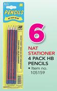 Nat Stationer 4 Pack HB Pencils
