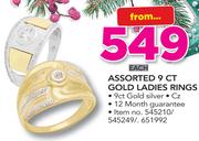Assorted 9Ct Gold Ladies Rings-Each