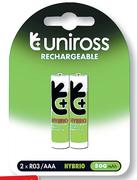 Uniross AAA 2 Pack 800mAh Rechargeable Batteries