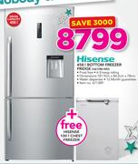 Hisense 458Ltr Bottom Freezer Fridge H610BI-WD+ Free 100Ltr Chest Freezer