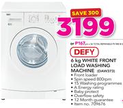 Defy 6Kg White Front Load Washing Machine DAW373