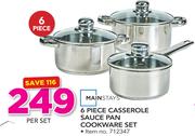 Mainstays 6 Piece Casserole Sauce Pan Cookware Set-Per Set