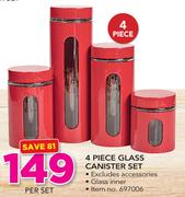 4 Piece Glass Canister Set-Per Set