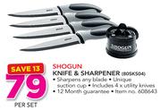 Shogun Knife & Sharpener 80SKS04-Per Set