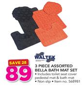 Waltex 3 Piece Assorted Bella Bath Mat Set