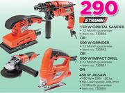 Stramm 150W Orbital Sander, 500W Grinder, 500W Impact Drill Or 450W Jigsaw