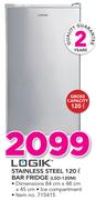 Logik 120Ltr Stainless Steel Bar Fridge LSD-120M