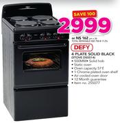 Defy 4 Plate Solid Black Stove DSS514