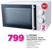 Logik 20Ltr Manual White Microwave P70H20L-SEW