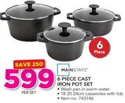 Mainstays 6 Piece Cast Iron Pot Set-Per Set